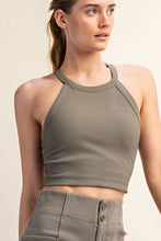 Load image into Gallery viewer, NYLON RIB CROPPED HALTER TANK
