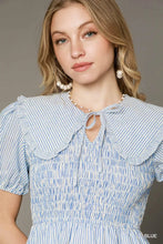 Load image into Gallery viewer, Striped Smocked Mini Dress with Oversize
