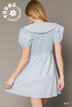 Load image into Gallery viewer, Striped Smocked Mini Dress with Oversize
