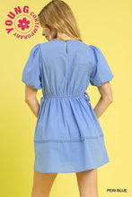 Load image into Gallery viewer, Textured Front Puff Sleeve Mini Dress
