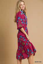 Load image into Gallery viewer, Floral Midi Dress with Ruffle Trim and E
