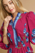 Load image into Gallery viewer, Floral Midi Dress with Ruffle Trim and E
