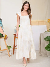 Load image into Gallery viewer, Floral Square Neck Bell Sleeve Midi Dres
