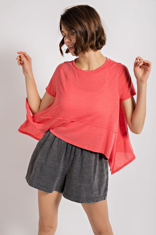 POLY LINEN CROPPED YOGA TOP