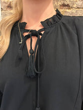 Load image into Gallery viewer, Tassel Tie Ruffle Neck Top with Lace Tri

