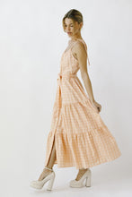 Load image into Gallery viewer, MONOCHROMATIC PLAID RUFFLED MIDI DRESS
