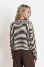 Load image into Gallery viewer, Stripe Raw Edge Drop Shoulder Knit Cardi
