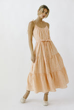 Load image into Gallery viewer, MONOCHROMATIC PLAID RUFFLED MIDI DRESS
