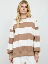 Load image into Gallery viewer, Oversized Wide Stripe Crew Neck Knit Top
