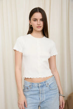 Load image into Gallery viewer, Scalloped Short Sleeve Button Down Knit
