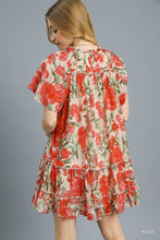 Load image into Gallery viewer, Sheer Watercolor Floral Tiered Mini Dres
