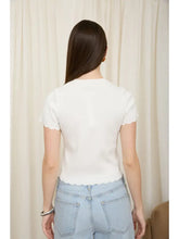 Load image into Gallery viewer, Scalloped Short Sleeve Button Down Knit
