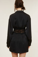 Load image into Gallery viewer, Collared Satin Dress With Sheer Lace Wri
