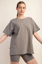 Load image into Gallery viewer, PLUS COTTON LYCRA OVERSIZED V NECK REVERSIBLE TOP (part of a set)
