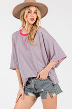 Load image into Gallery viewer, Contrast Band Striped Shirts Casual Top

