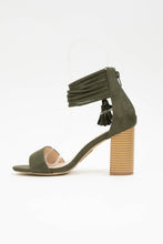 Load image into Gallery viewer, Tassel Wrap Ankle Strap Block Heel Sanda
