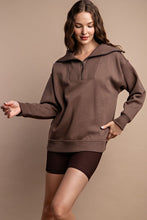 Load image into Gallery viewer, FLEECE FRENCH TERRY RIBBED MOCK NECK PULLOVER
