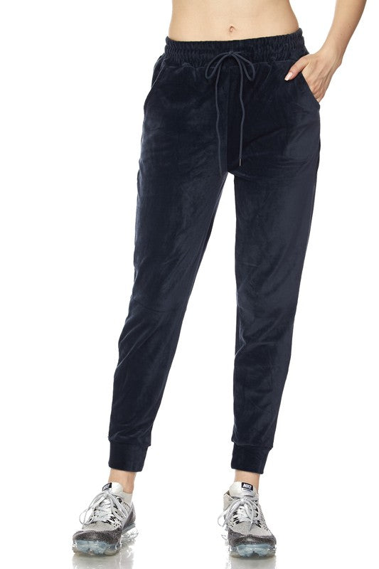 Plus Solid Velour Drawstring Jogger Pant