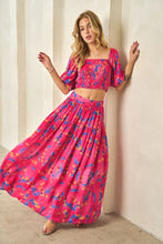 Load image into Gallery viewer, Smocking Bodice Puff Printed Crop Top (part of a set)
