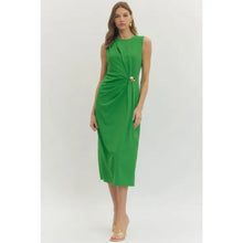 Load image into Gallery viewer, Solid sleeveless slit hem pleated midi
