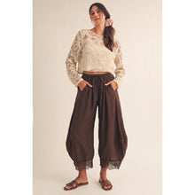 Load image into Gallery viewer, Lace-trim Wide-leg Casual Pants
