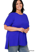 Load image into Gallery viewer, PLUS ROLLED SHORT SLEEVE ROUND NECK TOP
