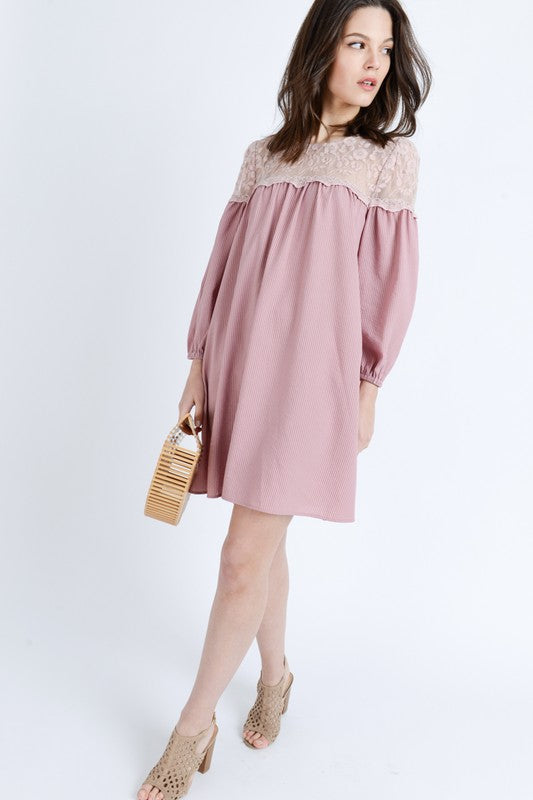 Lace Contrast Dress