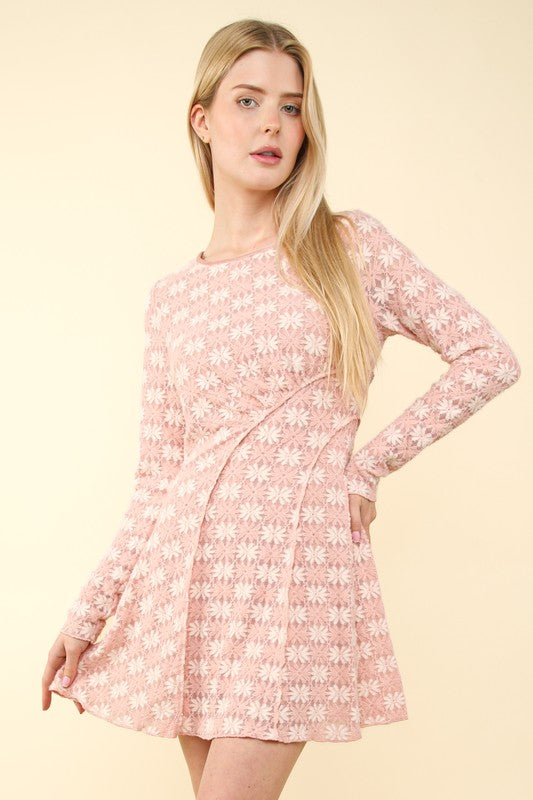 Soft Knit Floral Holiday Flare Mini Dres  Dreams Boutique, LLC