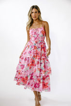 Load image into Gallery viewer, FLORAL RUFFLE LAYERED MIDI DRESS
