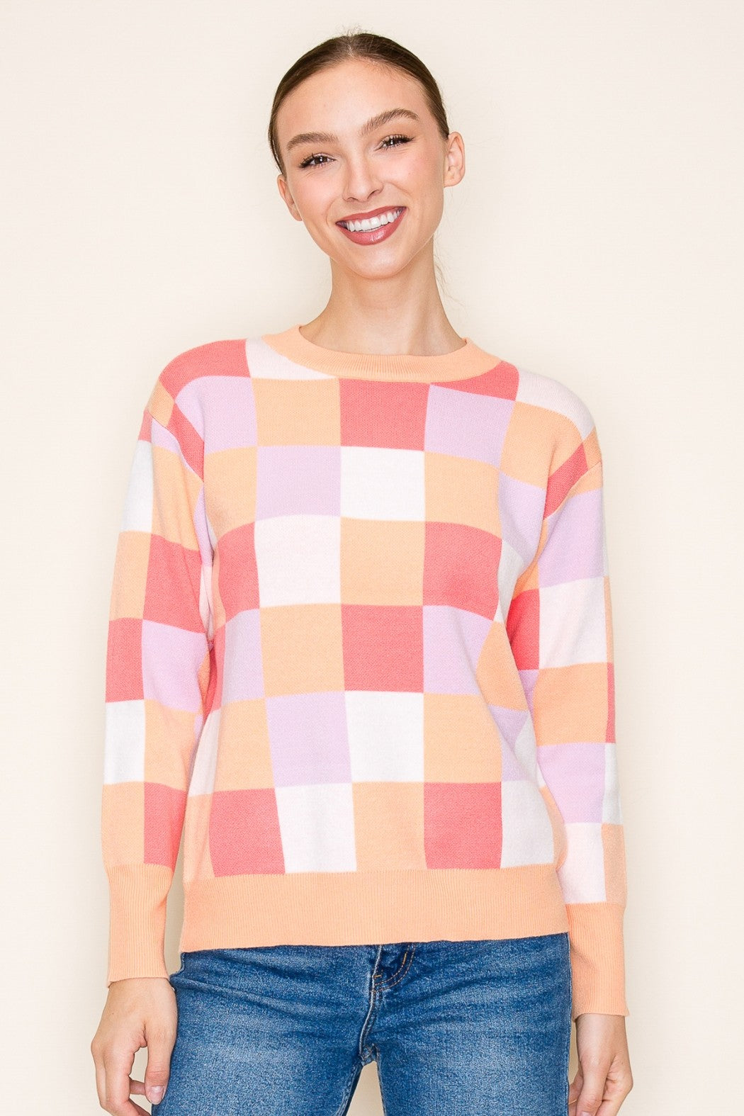 MULTI COLOR CHECKERBOARD SWEATER