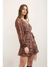 Load image into Gallery viewer, Floral Paisley Long Sleeve Wrap Mini Dre
