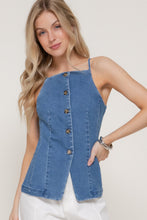 Load image into Gallery viewer, Stretch Denim Long Vest Top
