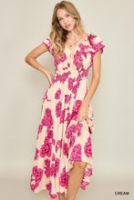 Load image into Gallery viewer, Floral Print Maxi Dress with Tiered Ruff
