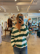 Load image into Gallery viewer, Striped Contrast Collar Polo Tee
