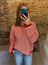 Load image into Gallery viewer, Button Henley Stripe Long Sleeve Drop Sh
