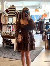 Load image into Gallery viewer, Smocked Bishop Sleeve Tiered Mini Dress
