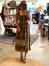 Load image into Gallery viewer, Medallion Pattern Tie Strap Midi Dress
