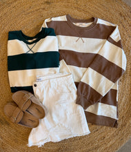 Load image into Gallery viewer, Oversized Wide Stripe Crew Neck Knit Top
