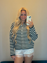 Load image into Gallery viewer, Striped Collared Button-down Sweater Car
