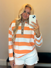 Load image into Gallery viewer, Striped Contrast Collar Polo Tee
