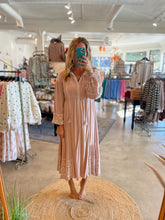 Load image into Gallery viewer, Embroidered V Neck Peasant Dress
