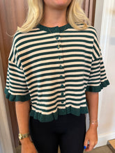 Load image into Gallery viewer, Stripe Cardigan Short Sleeve Sweater
