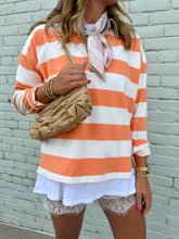 Load image into Gallery viewer, Striped Contrast Collar Polo Tee
