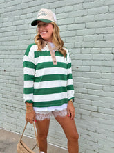 Load image into Gallery viewer, Striped Contrast Collar Polo Tee
