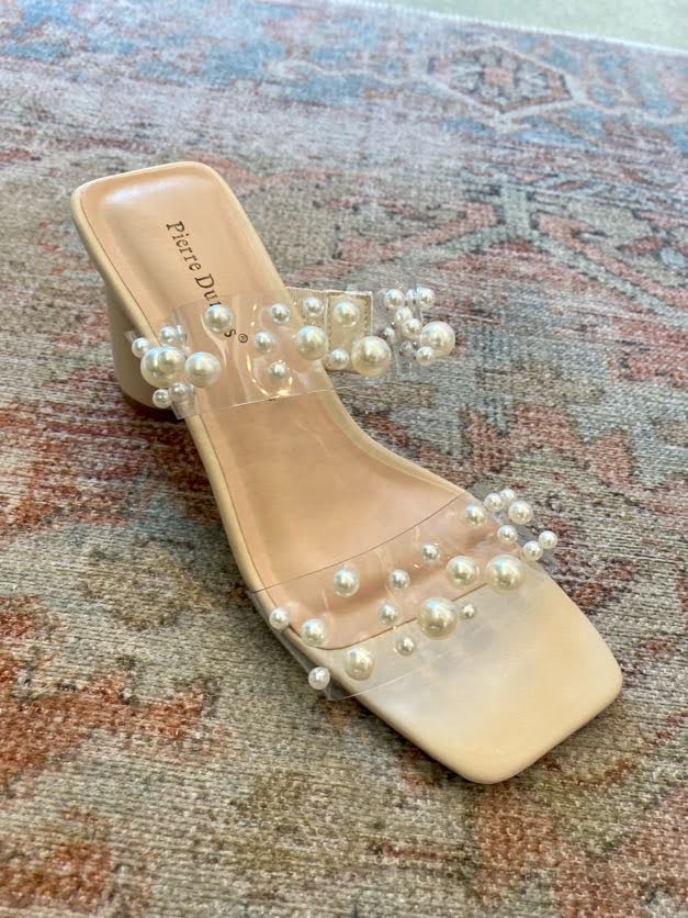 Lucite Pearl Heel Sandal