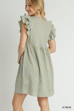 Load image into Gallery viewer, Checkered Ruffle Sleeve V-Neck Dress
