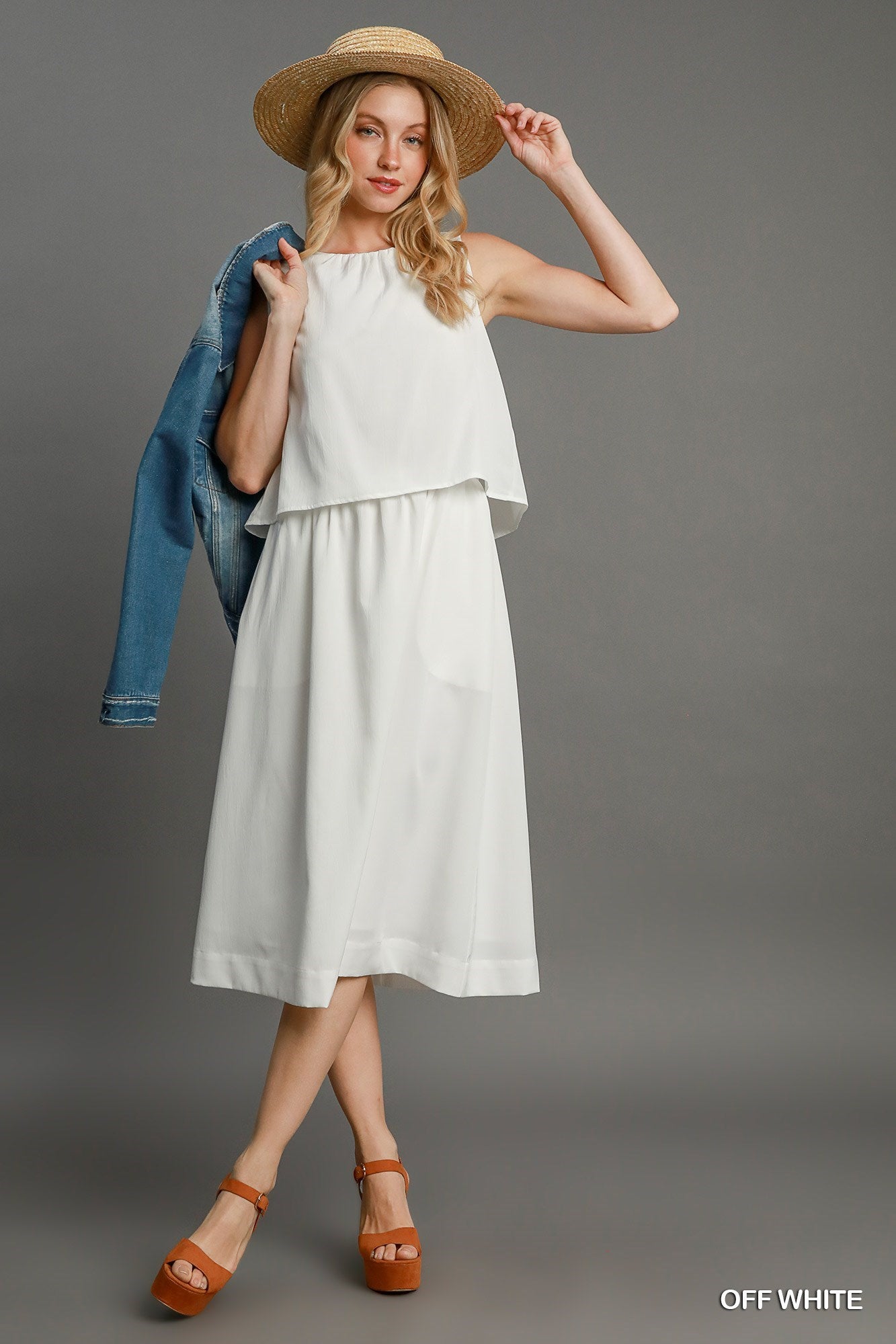 Sleeveless Double Layered Midi Dress