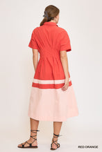 Load image into Gallery viewer, Colorblocked Midi Dress with Pleated Detail
