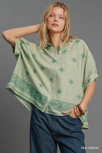 Load image into Gallery viewer, Aztec Embroidered Button Down Top
