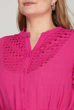 Load image into Gallery viewer, PLUS CROCHET LACE FRONT TIE BUTTON DOWN
